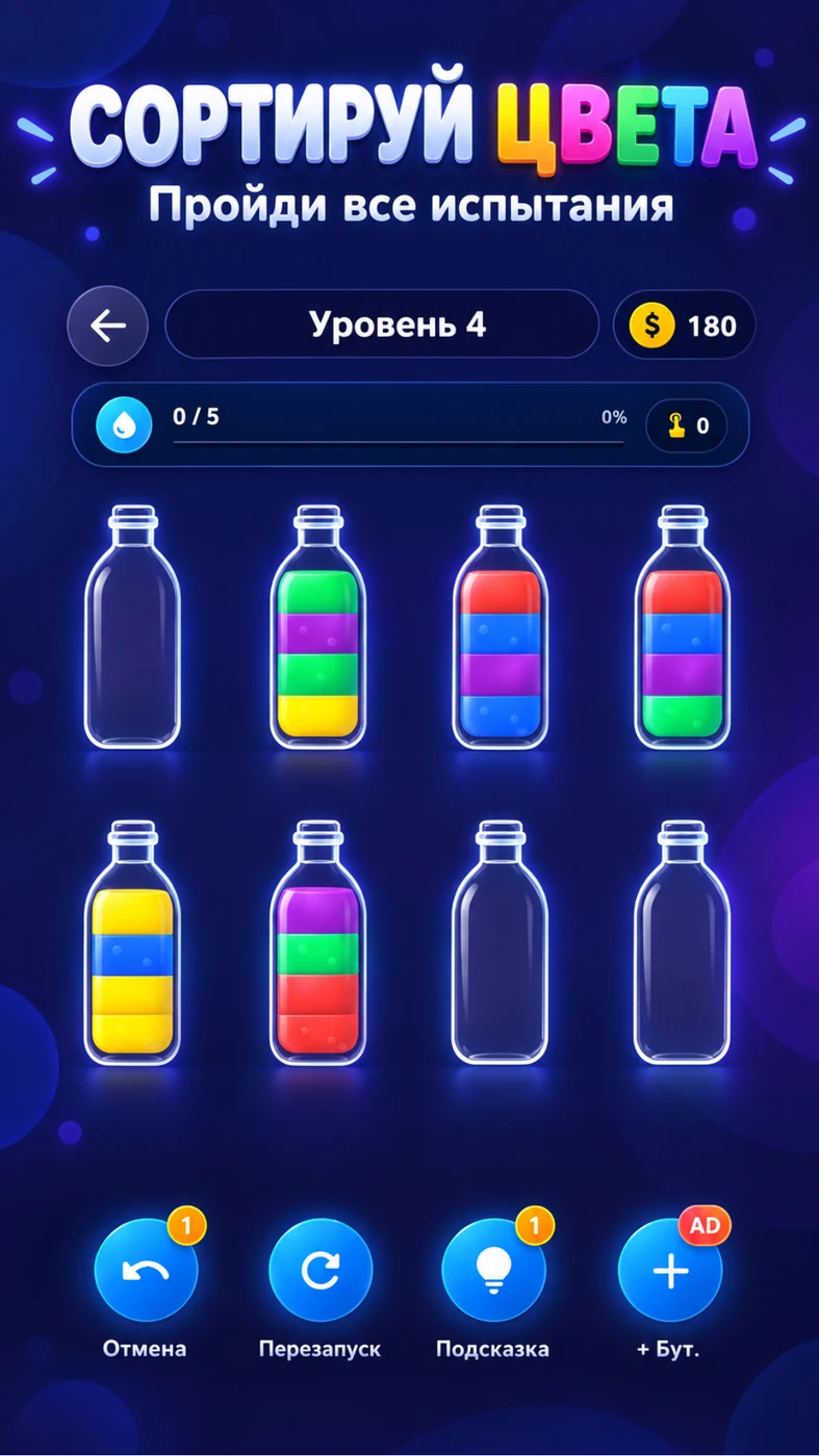 Bottle Sort Puzzle — скриншот 2